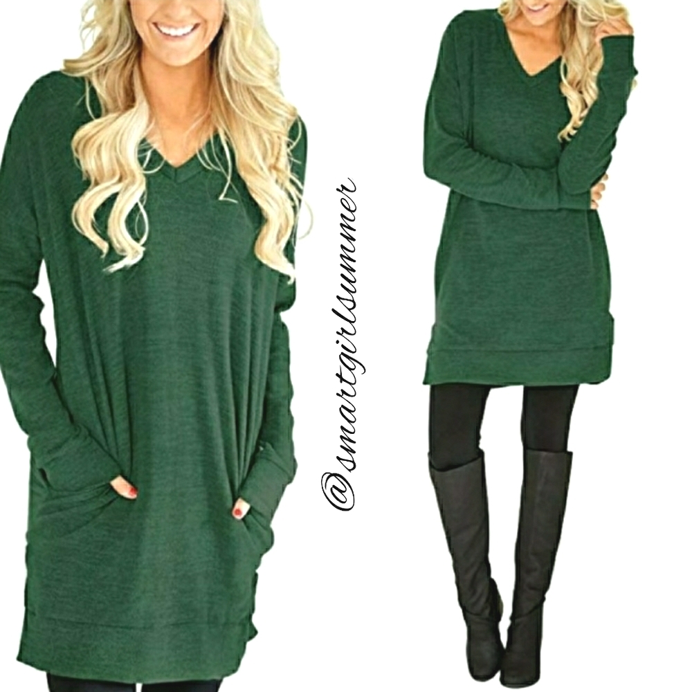 🆕⭐Slouch tunic distressed green tunic top⭐